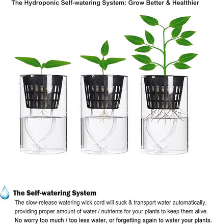 ORIMERC 50 Pack 3 inch semi Hydroponics Nursery Net Pots for Plants, Net Cups with Self Watering Rope & Plant Labels, Kratky Aquarium Plant Pot, Slotted Mesh Pots Hydroponic Baskets Growing