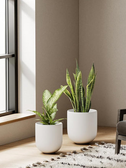 LE TAUCI 6+8+10 Inch Ceramic Pots for Plants, Plant Pots Indoor with Drainage Hole and Plug, Planter Pots for Home Office Room Patio, Set of 3, White