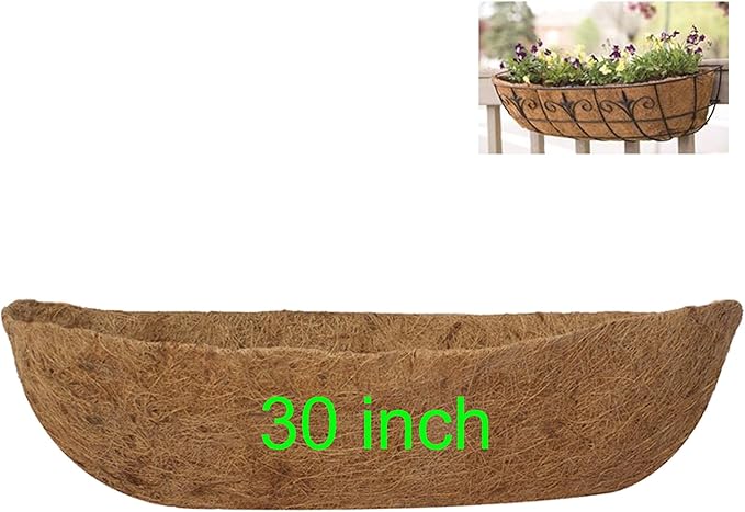 Window Basket Liners 30 Inch Pre-Formed Replacement Trough Coco Coir Coconut Liner with Soil Moist for Window Basket