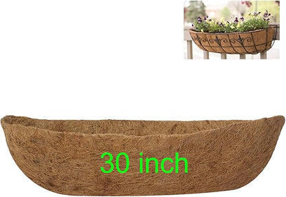 Window Basket Liners 30 Inch Pre-Formed Replacement Trough Coco Coir Coconut Liner with Soil Moist for Window Basket