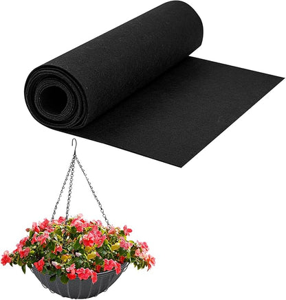 Coco Bamboo 16x40 Inch Fabric Black Felt Planter Liner Alternatives for Planter, Hanging Basket and Window Box