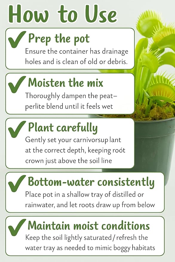 GARDENERA Sphagnum Moss Potting Mix for Carnivorous Plants, Moss and Perlite Blend for Potting Venus Fly Traps, Sarracenia, Pitcher Plants - 75% Sphagnum Moss + 25% Perlite - Made in USA - 4 Quart
