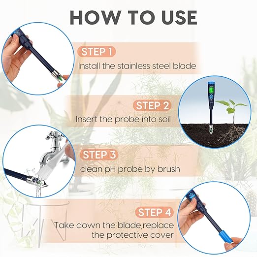 Digital pH Tester for Soil, Soil pH Test Kit for Indoor Potted Plants, Professional pH Meter for Soil and Water, Measuring Soil pH for Garden, Grass,Lawn, Greenhouse,Outdoor,Farming, Yard Use
