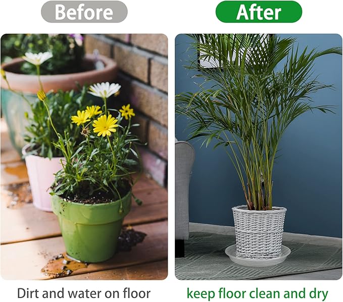 TITE Plant Saucer Heavy Large Planter Durable Thicker Plastic Plant Trays for Indoors and Outdoor,Plant Saucer Drip Trays (Transparent, 10 inch)