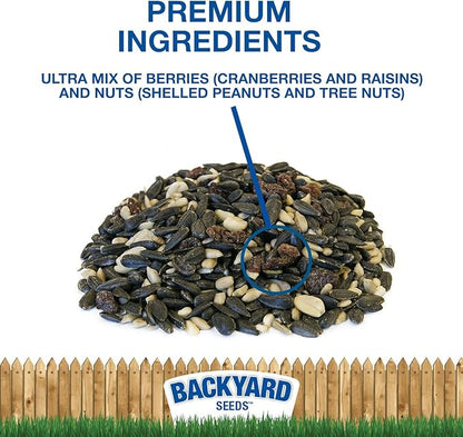 CountryMax Backyard Seeds Berries 'N Fruit Bird Seed Mix 5lbs - Premium Blend with Dried Fruit & Berries, Large Bag of Wild Bird Food