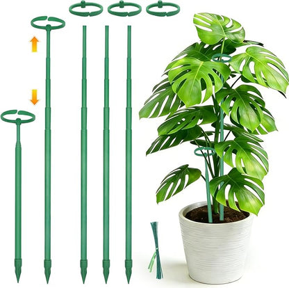 Telescoping Monstera Plant Support Stakes, 12.5IN to 48.4IN Adjustable Length, Extendable Plant Stakes for Indoor Plants, Premium Stainless Steel Material Plants Sticks for Orchids, Tomatoes- 5Pack