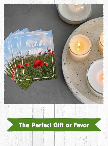 American Meadows Wildflower Seed Packets in Loving Memory Memorial Favors (Pack of 20) - Red Poppy Seed Mix, Favors for Funerals, Wakes, Viewings, Visitations, Memorial Services