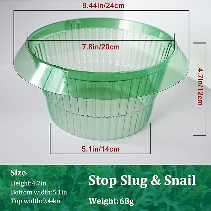 Fshow Garden Cloches，15 Pack Plastic Slug & Snail Plant Protection Collars,Snail Defense Without Chemistry, Snail Collar Protects Plants to Get Better. (Emerald Green)