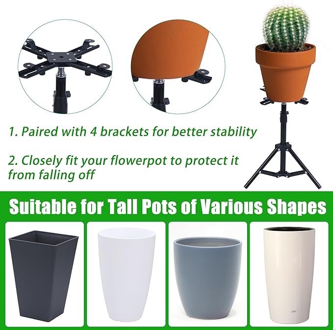 Adjustable Plant Risers for Inside Pots, 12-22" Rise Planter Inserts for Large Pots, Planter Lift Stand Pot Filler Plant for Indoor Outdoor Tall Taper Planters Containers (4.3-8.6" Top and Base)