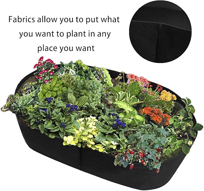 Planting Grow Bag,Felt Fabric Raised Planting Bed,Raised Garden Bed Planter Breathable Planting Container Rectangle Growing Pot