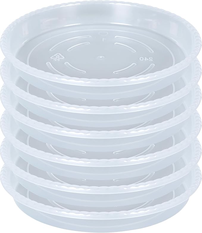 Plant Saucer 6 Pack of 4 6 8 10 12 14 16 inch, Clear Plastic Flower Plant Pot Saucer, Heavy Duty Plant Drip Trays Saucers for Indoor, Plant Water Tray for Planters (6", Clear)