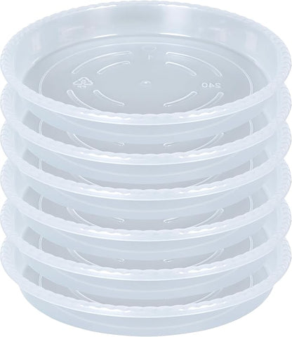 Plant Saucer 6 Pack of 4 6 8 10 12 14 16 inch, Clear Plastic Flower Plant Pot Saucer, Heavy Duty Plant Drip Trays Saucers for Indoor, Plant Water Tray for Planters (6", Clear)