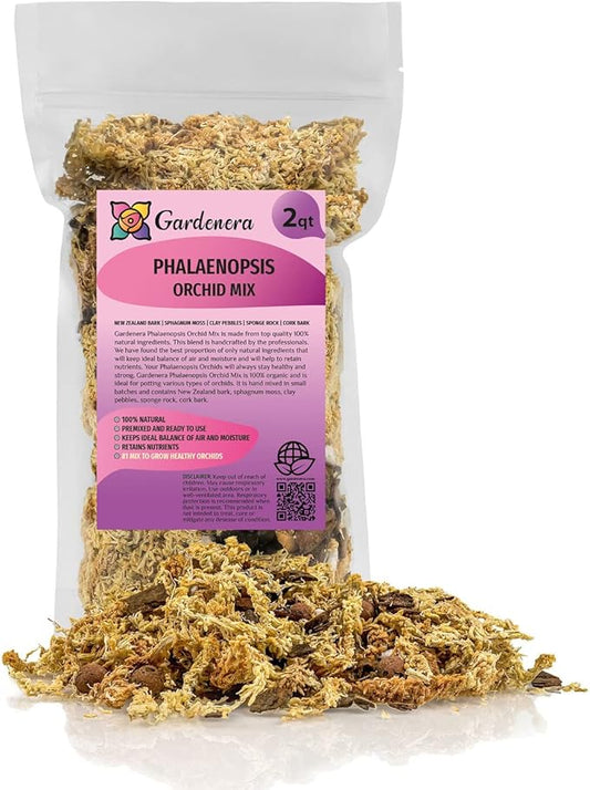 Gardenera Premium PHALAENOPSIS Imperial Orchid Potting Mix - Hand Mixed in Small Batches | Great for Phalaenopsis of All Kinds - 5 Quart Bag