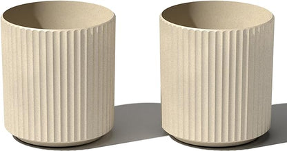 Veradek Demi Series Round Planter for Porch, Patio, Backyard | Durable Plastic-Stone Composite Material | Modern Décor for Tall Plants, Flowers