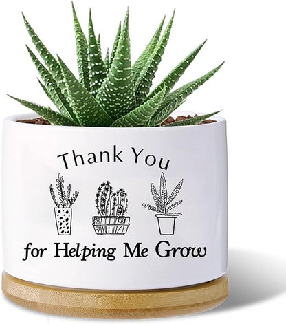 Thank You for Helping me Grow Gifts,Funny planters for Indoor Plants, for Planter Lover,Garden Planters Succulent Pots, with Drainage Holes and Saucer(No Plants) (Helping Me Grow)