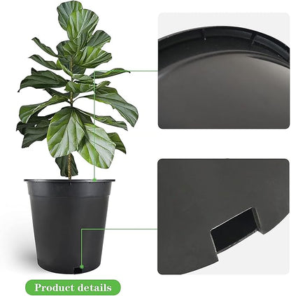 Planter Nursery Pots 5 Gallon Pots for Plants, Injection Molded Plastic Nursery Pots, 11 inch Plant Container 3.6 Gal Liquid Volume 10-Pack