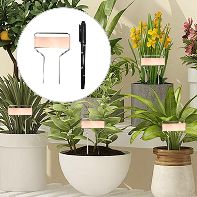 40 PCS 4 Inch Metal Plant Label Stakes, Metal Plant Labels, Copper Plant Tags with 1 Maker Pen for Flowers Vegetables Seedlings Seed