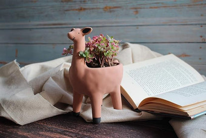 Cute Llama Planter in Terracotta Color for Succulent Cactus Small House Plants 3.25 Inch Indoor Outdoor Planter