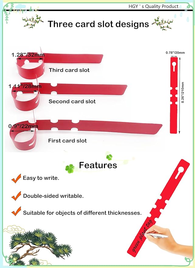 100Pcs Pink Tree Tags Wrap Around Plant Tags Markers,Removable, Adjustable Garden Labels Plant Tags with Large Writing Surface 8.27"x0.8"