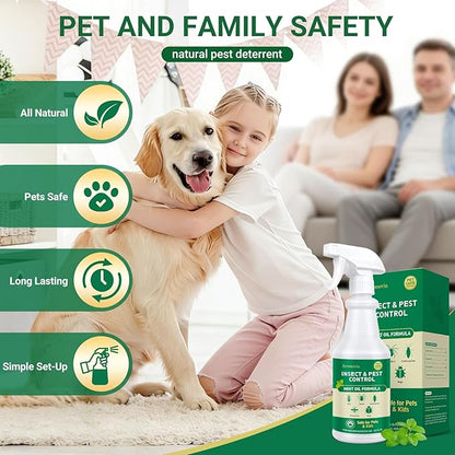Peppermint Oil Insect Repellent Spray 16 OZ, Natural Indoor & Outdoor Bug Control for Spiders, Ants, Roaches, and More, Kids and Pets Safe, Suit for Garage Kitchen Attic Patio Basement