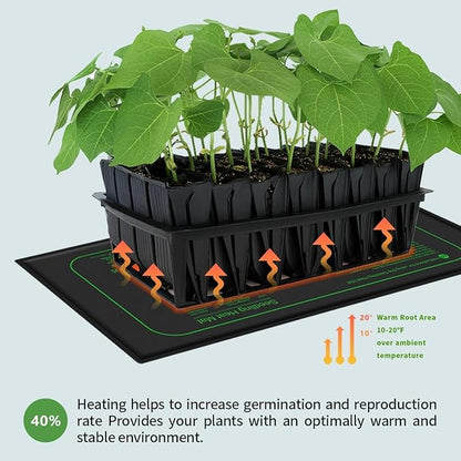 Seedling Heat Mats,Daisy Chain 4 Pack 10" x 20.75" 21W Waterproof Heating Pad for Hydroponics Plant Germination Tray Seed Starting,Each Pads Linkeable & Separable