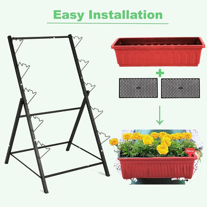 Homdox 5-Tier Elevated Garden Bed- Freestanding Vertical Raised Bed for Gardening, 5 Garden Planter Boxes and 5 Hooks, Perfect to Grow Vegetables Herbs Flowers Indoor(Brick Red)