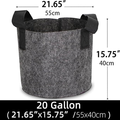 Grow Bags,Growing Pot Bags Garden Grow Bag Indoor Outdoor Fabric Aeration Plant Pot Container Flower Vegetable Pouch (Dark Gray,20Gallon)