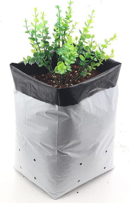 TEXALAN(R Plastic Grow Bags Poly Planters Panda Film Black and White 7 Gallon 25pcs