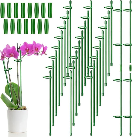30 Pcs Plant Support Stakes Adjustable Length Plant Stakes,Garden Stakes Orchid Stick with Clips and Connect Pipe for Indoor Outdoor Tomatoes Beans Vegetable