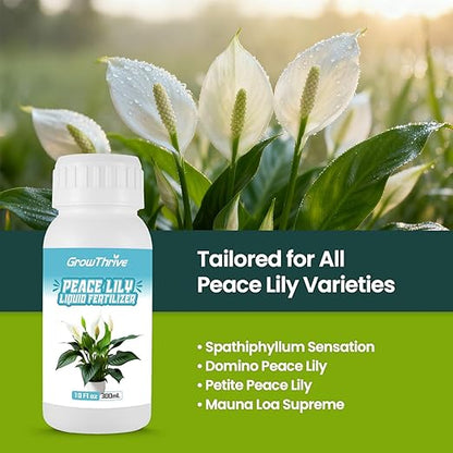 Peace Lily Liquid Fertilizer 10 oz – Natural Organic Plant Food for Peace Lily – Probiotic Formula with 200 Million Live Bacteria/ml – Promotes Lush Leaves & Vibrant Blooms