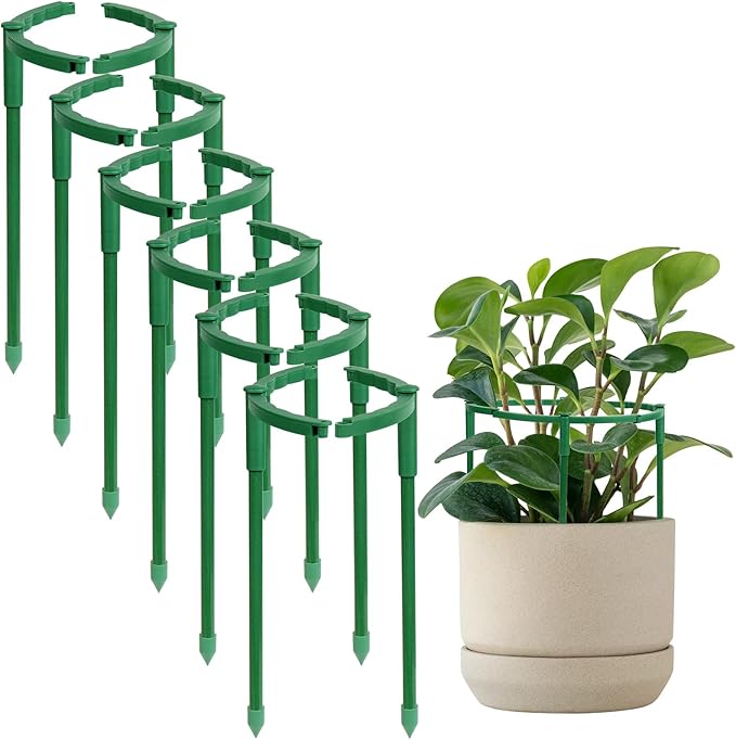 12 Pack Plant Support Stakes, 6.3 x 9.8 Inch Plastic Plant Cage Holders, Half Round Plants Support, Garden Flower Stakes for Indoor Outdoor Climbing Plants Vegetable Flower Pot