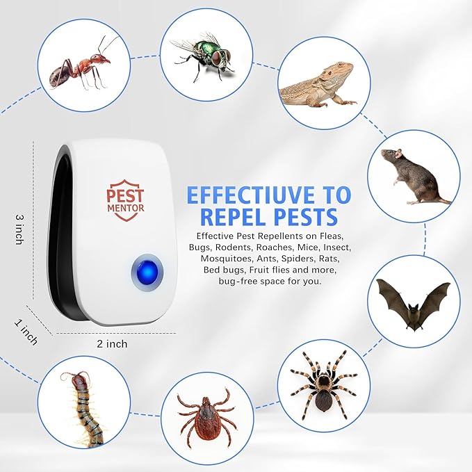 Ultrasonic Pest Repellent-10 Packs, Pest Control Insect Repeller for Bugs, Mouse, Mosquito, Roach, Rodent, Spider, Family Friendly Pest Control for Home Office Kitchen
