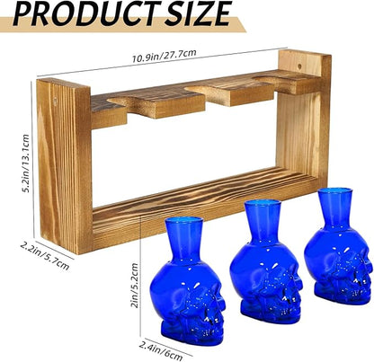 Plant Propagation Stations Hydroponics Halloween Decorations Skull Planter Vase Skulls Home Decor with Wooden Stand Gift(Blue)