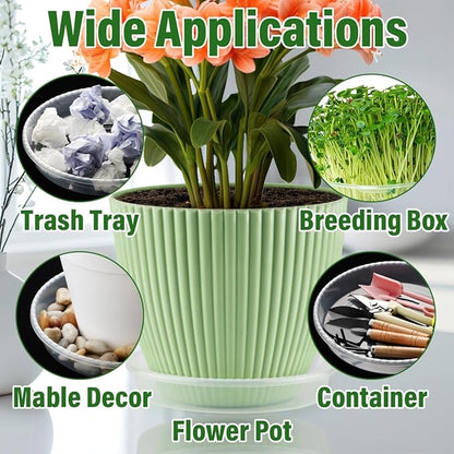 5 Pack 12 Inch Plant Saucer for Indoor Plants,Clear Plastic Plant Trays for Pots,Heavy Duty Durable Flower Pot Saucers to Protect Floors & Furniture