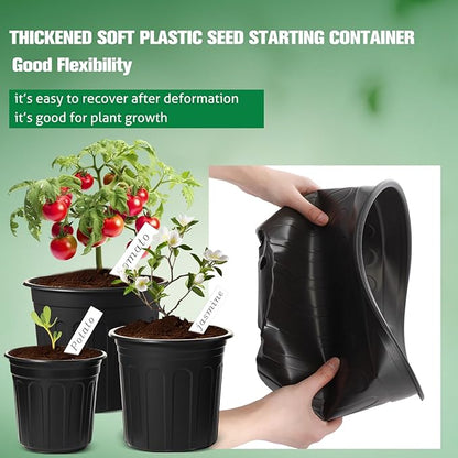 120 Pack 0.5 1 2 Gallon Plant Nursery Pots with 120 Plant Labels Thickened Flexible Plastic Pots for Plants Disposable Garden Pot Flower Container for Succulent Seedling Cutting Transplanting