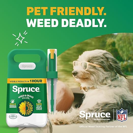 Spruce Weed Killer Spray - Snap & Spray Weed & Grass Killer₂ Powered Starter Kit - Reusable Sprayer with Wand for Spot-Treating Driveways, Gardens & More (64 Oz Bottle)