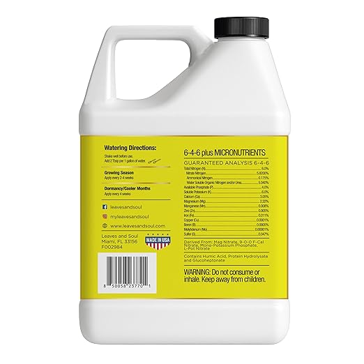 Leaves and Soul Professional Lemon Tree Fertilizer Liquid Concentrate - 6-4-6 Blend for Fruit Tree Fertilizer, Garden - Liquid Plant Food for Lemon Trees in Pots or Outdoors - 32oz
