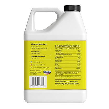 Leaves and Soul Professional Lemon Tree Fertilizer Liquid Concentrate - 6-4-6 Blend for Fruit Tree Fertilizer, Garden - Liquid Plant Food for Lemon Trees in Pots or Outdoors - 32oz