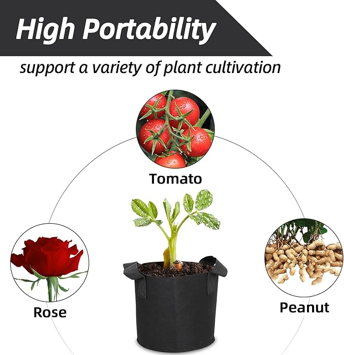 Grow Bags,Growing Pot Bags Garden Grow Bag Indoor Outdoor Fabric Aeration Plant Pot Container Flower Vegetable Pouch (Black,20Gallon)