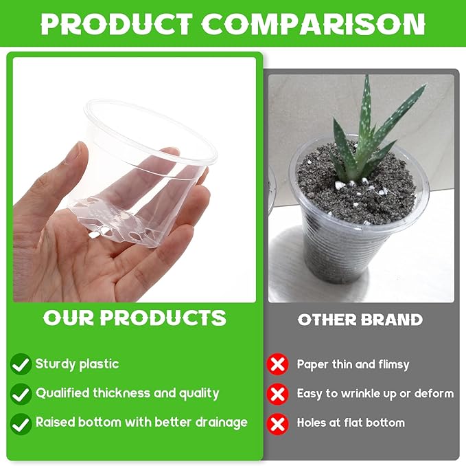 240 Pcs Clear Mini Plastic Plant Pot with Drainage Holes, 2.5 Inch Nursery Seedling Pots Seed Starter Round Plastic Pots for Succulent Plants Cuttings Transplanting, Indoor Outdoor Use