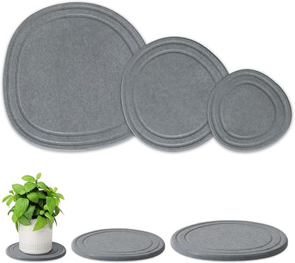 Plant Saucers for Indoors, 3 Pack 6 8 10 Inch Quick Drying Diatomite Plant Drip Water Catcher Trays for Pots, Diatomaceous Earth Planter Drainage Saucers Plates to Catch Water for Flower, Stone Gray