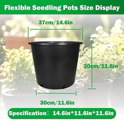 Nursery Pots with Drainage Holes Pack of 10 Pcs 7 Gallon and Plant Label Flexible Seedling Pots Seed Starting Planter for Indoor Outdoor Flowers Succulents Cactus