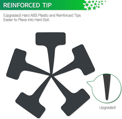 Prudance® 50pcs Reusable Waterproof Plant Markers for Garden T-Type Plant Labels for Seedlings Potted Plants Vegetables Succulents Durable Weatherproof Garden Tags （Black）