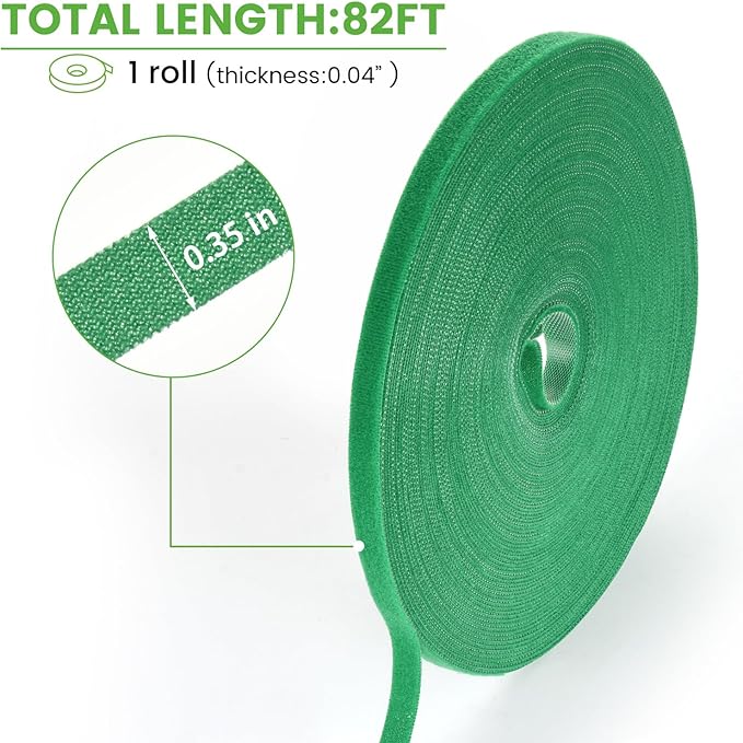 Plant Tape, 82ft Green Garden Tape, 0.35 in Twist Tie for Plants, Plant Supports, Garden Ties for Climbing Plants, Reusable Plant Twist Tie for Plant Gardening, Home, Office