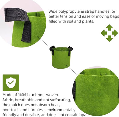 Grow Bags,Growing Pot Bags Garden Grow Bag Indoor Outdoor Fabric Aeration Plant Pot Container Flower Vegetable Pouch (Army Green,2 Gallon)