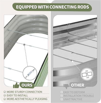 Galvanized Raised Garden Bed Outdoor- Raised Beds for Gardening| Metal Planter Box, Steel Raised Garden Bed Kit with Safety Edging and Gloves for Vegetables, Flower, Herbs (6x2x1.4FT, Green)