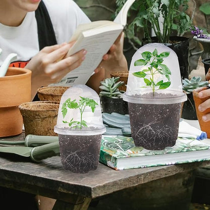 JOPY 30 Pack 4 Inch Plastic Nursery Pots with Humidity Dome for Plants Clear Seed Starter Pots Seedlings Planting Pots for Garden Indoor and Outdoor Small Planter Containers with Drainage Holes