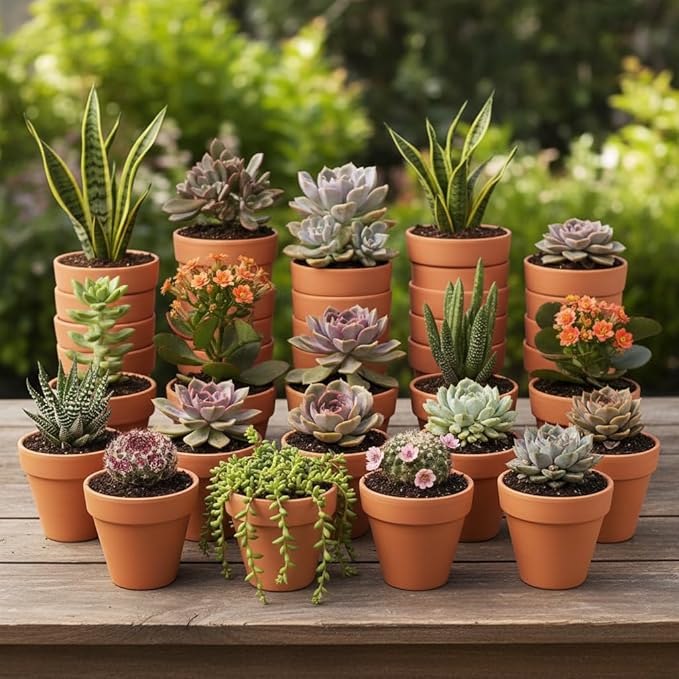 24 Pack 4 Inches Terracotta Plant Pots, Terra Cotta Planter with Drainage Holes, Perfect for Planting, Painting, Weddings and Parties