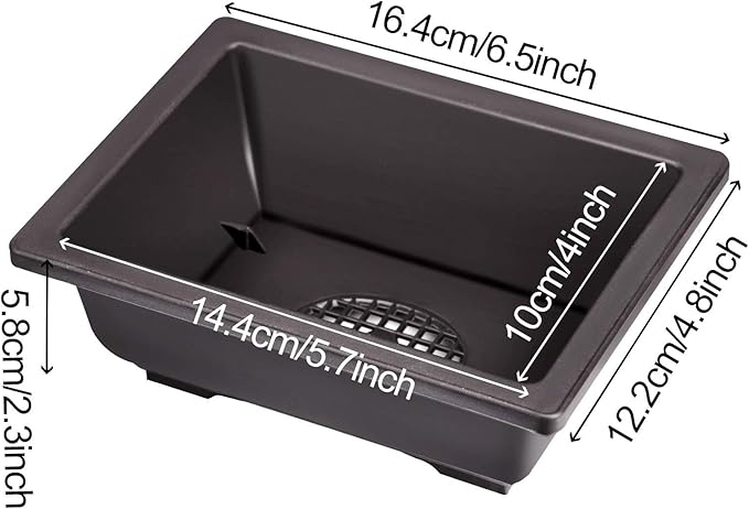 ZOENHOU 20 PCS 6.5 Inch Rectangular Bonsai Training Pots, Premium Plastic Plant Pot with Deep Humidity Trays, for Plants Flowers African Violets Reusable Durable