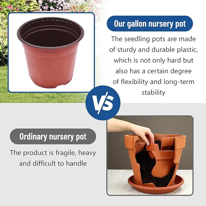 WFLNHB 100 Pack 8 Inch Nursery Pots Plastic Plant Pots Flexible Seedling Pot for Indoor and Outdoor Use